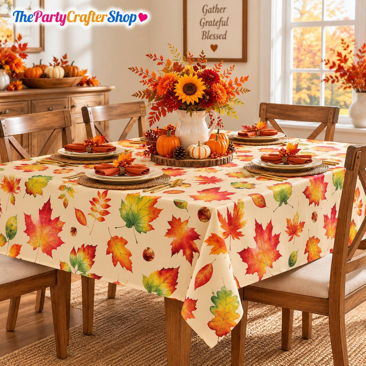 3pc Fall Maple Leaf Tablecloths, 54x108 Inch Disposable Rectangle Covers (Thanksgiving Party Decor)