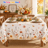 3pc Fall Floral Plastic Tablecloth Set, 54x108 Inch Wildflower Covers (Disposable)