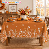 60x84 Inch Autumn Floral Tablecloth, Washable Polyester Dinner Decor