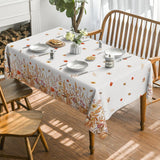 Watercolor Autumn Tablecloth, Floral Pumpkin Maple Leaf Design (60x84 Inch)