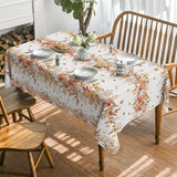 Autumn Floral Tablecloth, Pumpkin Maple Leaf Design, 60x84 Inch Polyester Cover