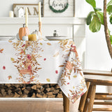 Autumn Floral Tablecloth, Pumpkin Maple Leaf Design, 60x84 Inch Polyester Cover