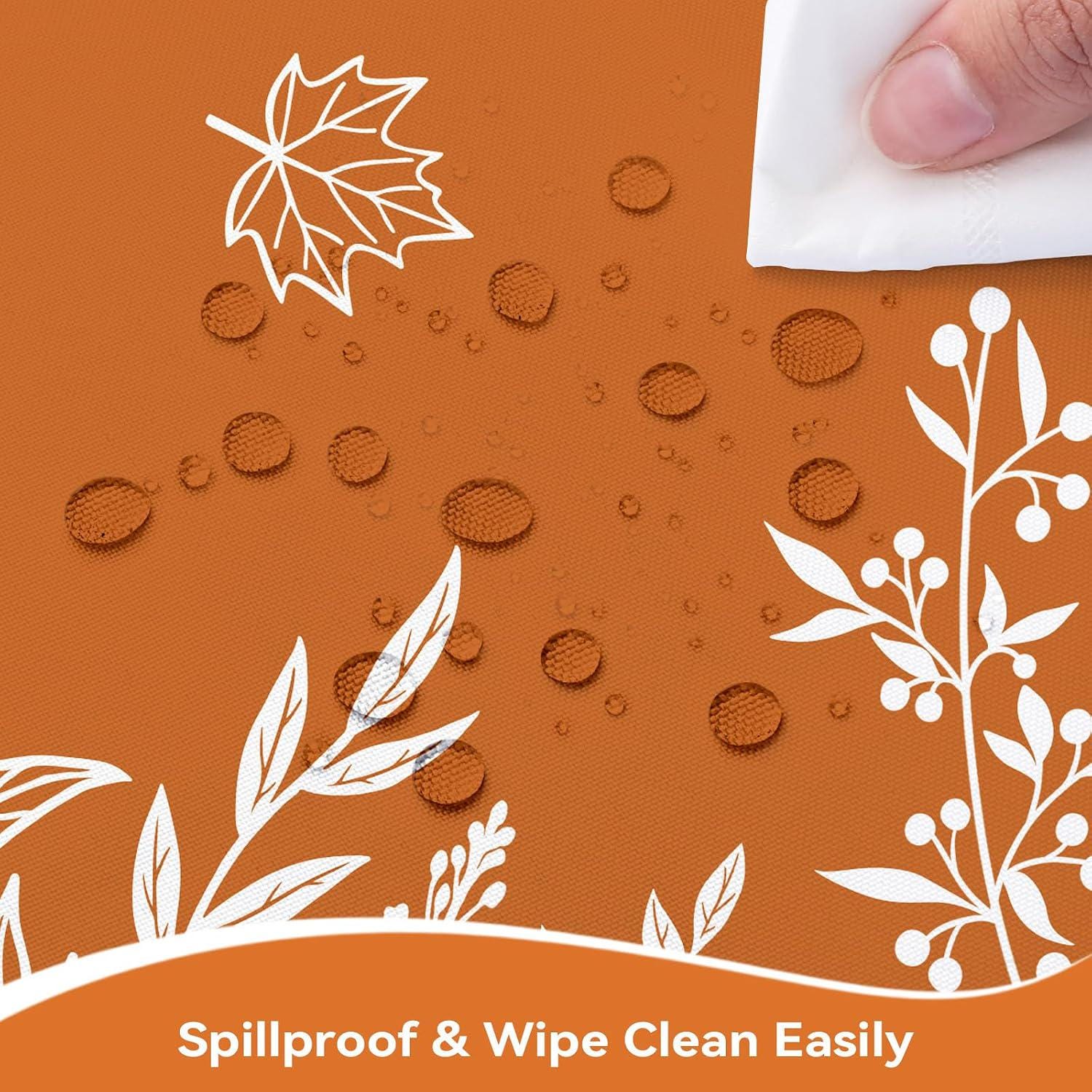 Fall Wildflower Tablecloth, Orange Autumn Leaf Polyester Cover (60x84 Inch)