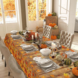 3pc Fall Wood Grain Tablecloth Set, Autumn Leaf Covers (54x108 Inch)