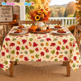 12pc Fall Maple Leaf Tablecloth Set, 54x108 Inch Disposable Covers (Thanksgiving Party Decor)