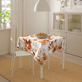 Burnt Orange Watercolor Floral Tablecloth, 54 Inch Square, Stain Resistant Polyester