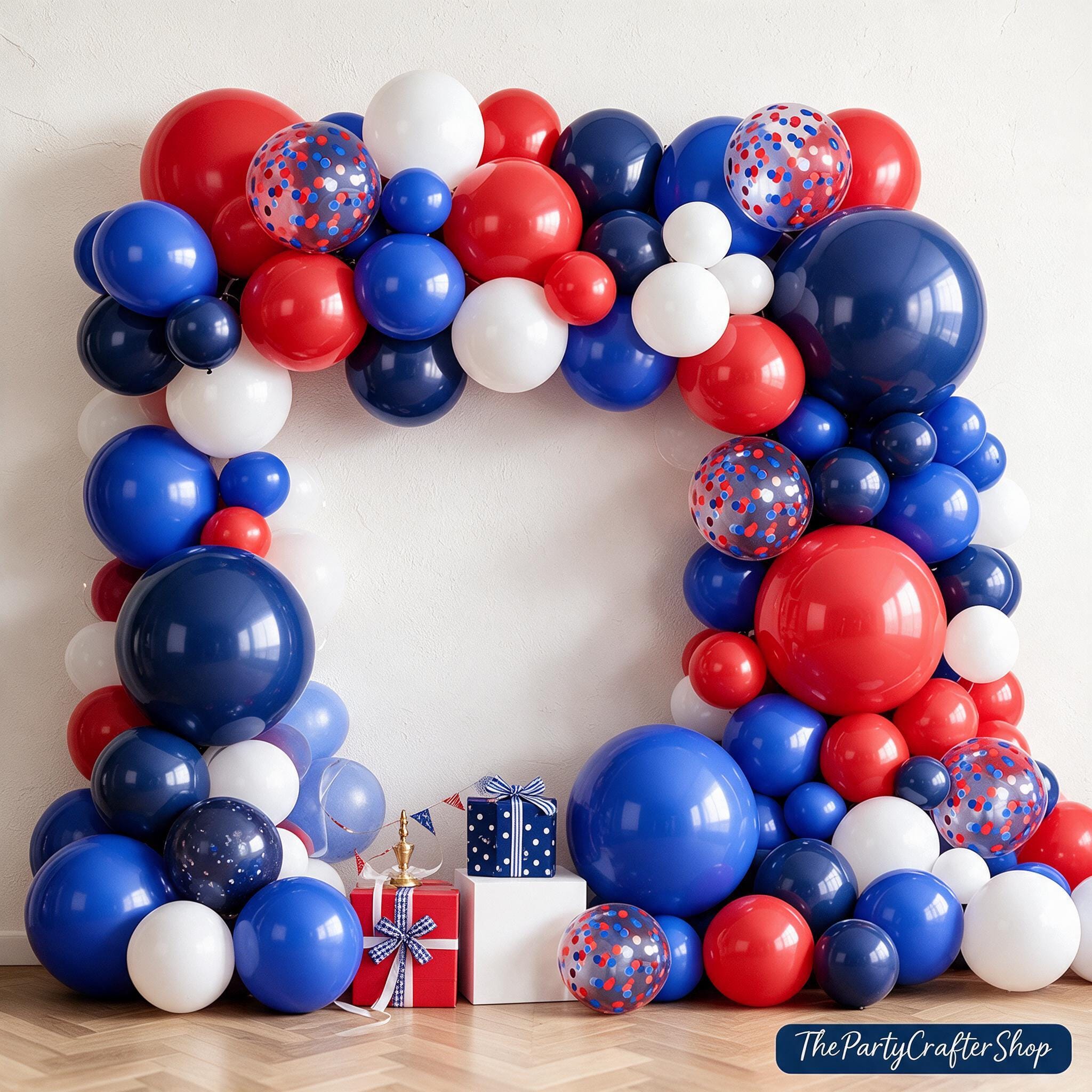Red, White, Blue Balloon Arch Kit: Navy Pearl, Dark Blue Latex Balloons (134 Piece)