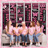 61 Inch Pink Ribbon Breast Cancer Awareness Banners, October Decor (6 Pcs)