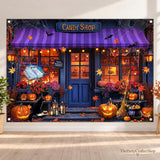 Halloween Candy Shop Backdrop, Pumpkin Lantern Night Banner (7x5ft)