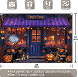 Halloween Candy Shop Backdrop, Pumpkin Lantern Night Banner (7x5ft)
