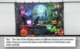 7x5ft Halloween Witch Backdrop, Magic Moon Night Pumpkin Lantern Castle Photo Booth Banner (Polyester)