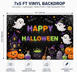 Happy Halloween Vinyl Backdrop, Spooky Ghost Party Photo Booth Decor (7x5ft)