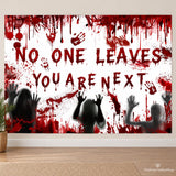 Halloween Horror Backdrop, Bloody Handprint Banner, Polyester Party Decor (7x5 FT)
