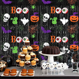 2-Pack Halloween Foil Fringe Curtains, Spooky Party Backdrop (3.3 x 6.6 FT)