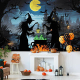 10x8ft Halloween Witch Backdrop, Spooky Cemetery Photography Background (Vinyl)
