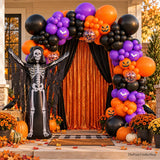 119-Piece Halloween Balloon Arch Kit, Skeleton Foil, Jack O Lantern, Bat Prints (4.9 ft)