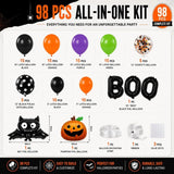 98-Piece Halloween Balloon Garland Kit, BOO Letters, Bat Pumpkin Foil Balloons (DIY Party Decorations)
