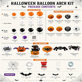 126-Piece Halloween Balloon Arch Kit, Orange Black Purple Spider Web Party Decor