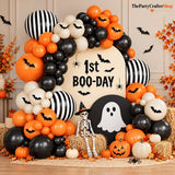 110-Piece Halloween Balloon Arch Kit, Black Orange White Latex, 3D Bat Stickers (16ft Strip)