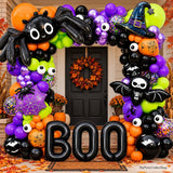 Halloween Balloon Arch Kit, Spider Bat Witch Hat BOO Foil Balloons (147 Piece)