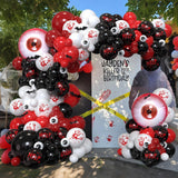 159-Piece Bloody Halloween Balloon Arch Kit, Horror Party Decor (Red, Black, White)