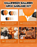Halloween Balloon Arch Kit, Black Orange White Gothic Party Decor (159 Pieces)
