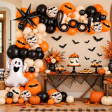 Halloween Balloon Arch Kit, Black Orange White Gothic Party Decor (159 Pieces)