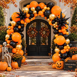 Black Orange Gold Balloon Arch Kit, Star Balloons, Halloween Party Decorations
