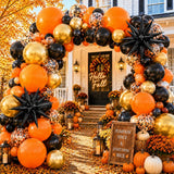 Black Orange Gold Balloon Arch Kit, Star Balloons, Halloween Party Decorations