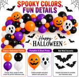 133-Piece Halloween Balloon Garland Kit, Orange Black Purple White, Pumpkin Ghost Bats (Party Decor)