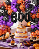 Halloween Balloon Arch Kit, Purple Black Orange, BOO Eye, Spider Web Bats (125Pcs)
