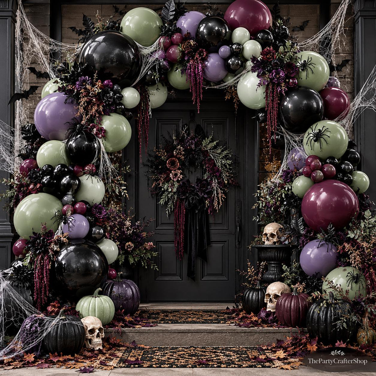 100PCS Halloween Balloon Arch Kit, Gothic Purple Green Black Party Decor