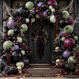 100PCS Halloween Balloon Arch Kit, Gothic Purple Green Black Party Decor