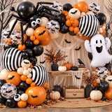 Halloween Balloon Garland Kit, Burnt Orange Black Ghost Bat Eyeball (117 Piece)