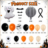 Halloween Balloon Garland Kit, Burnt Orange Black Ghost Bat Eyeball (117 Piece)