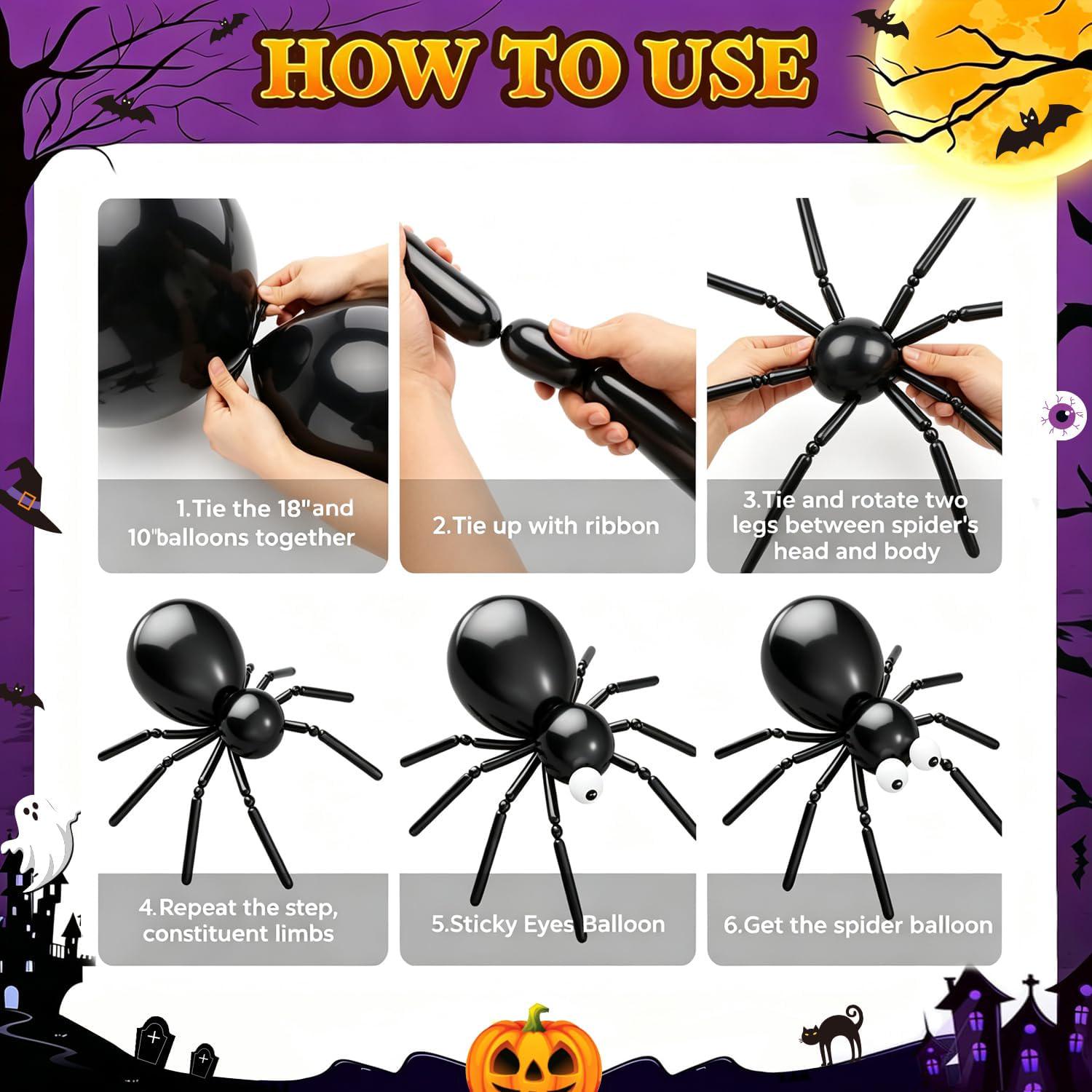 149-Piece Halloween Party Kit, Happy Boo Day Banner, Spider Web Curtains, Balloon Arch (Purple, Orange, Black)