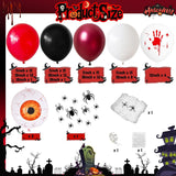 118-Piece Halloween Balloon Arch Kit, Crimson Red Handprint, 3D Spider Eyeball Foil (Party Decor)
