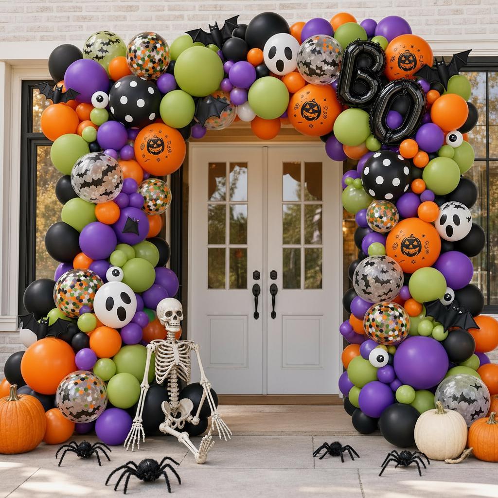 Halloween Balloon Arch Kit, Spooky Party Decor (107-Piece)
