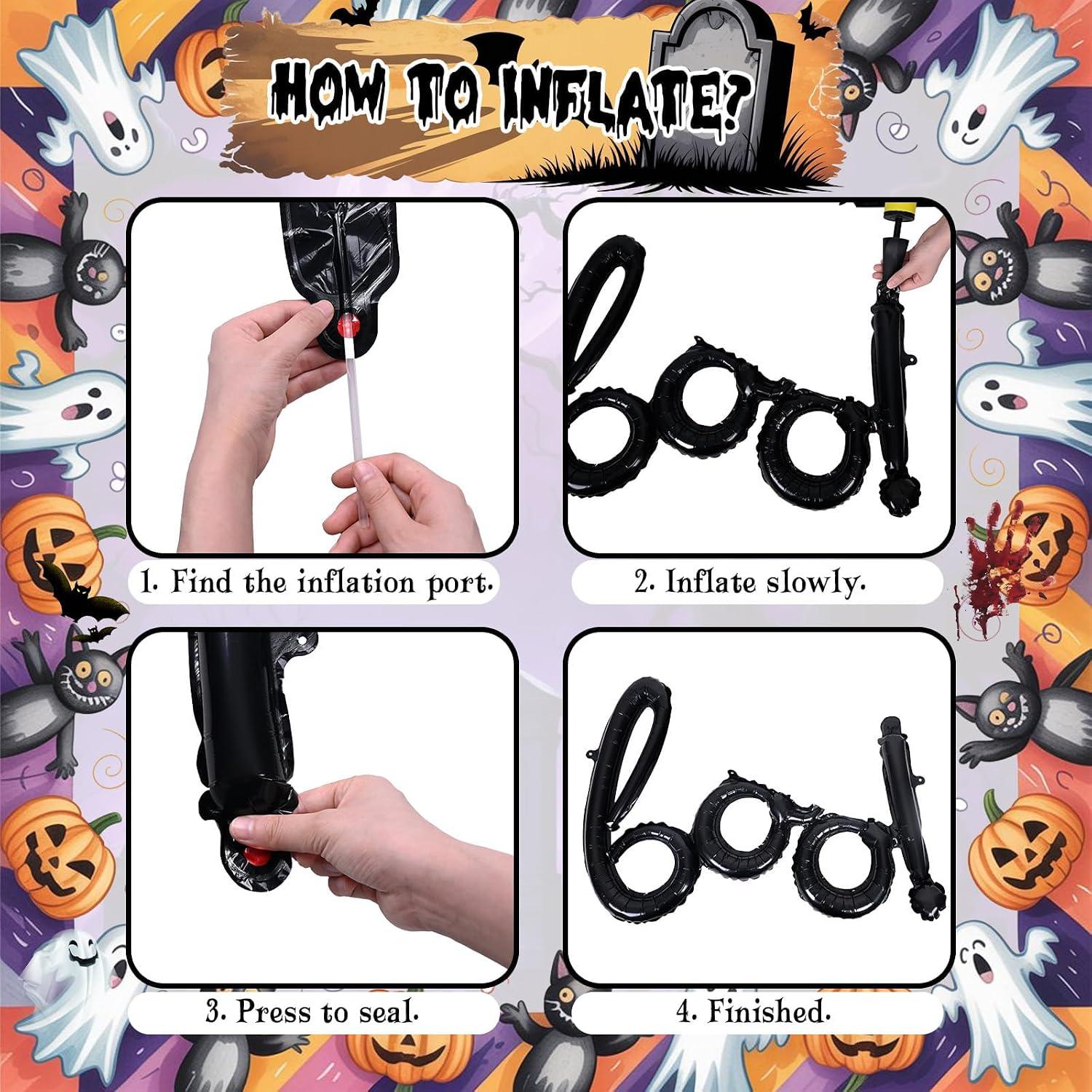 Halloween Balloon Arch Kit, Burnt Orange Black White, BOO Checkered Stars, 3D Bats (All-in-One)