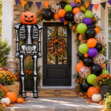 Halloween Balloon Arch Kit, Giant Pumpkin Skeleton Foil Balloon, 30-Piece Party Decor