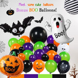 Halloween Balloon Arch Kit, Orange Black Green Purple, Foil Pumpkins, Bats, Ghosts (Step-by-Step Guide)