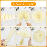 Orange Red Fall Party Decorations, Paper Pom Poms, Fans, Leaves (Thanksgiving Halloween)