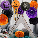 12-Piece Halloween Party Decor Kit, Pom Poms, Lanterns, Banners (DIY Assembly)