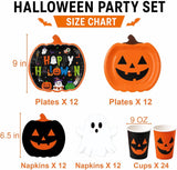 Halloween Party Supplies Set, Pumpkin Plates, Ghost Napkins, Serves 24