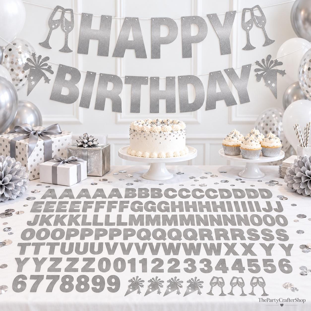 DIY Banner Kit: 129 Piece Cardstock Letters Numbers Symbols (Party Decor)