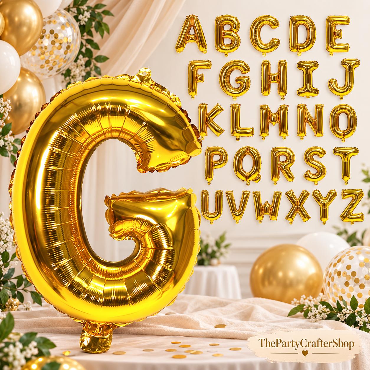 Gold Letter G Balloon, 40 Inch Mylar Foil for Events