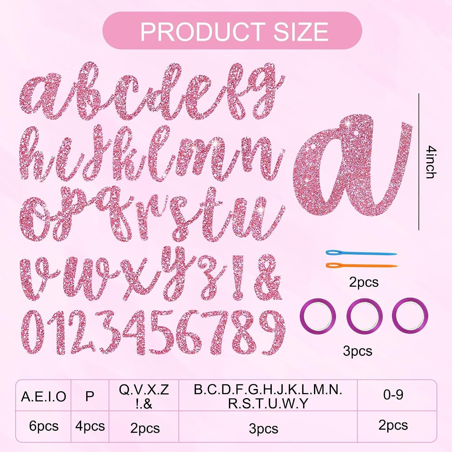 DIY Glitter Pink Letter Banner Kit, A-Z Custom Party Decor (111 Pieces)