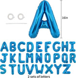 52 Pcs Blue Foil Letter Balloons, A-Z Alphabet Banner, Custom Name Party Decor