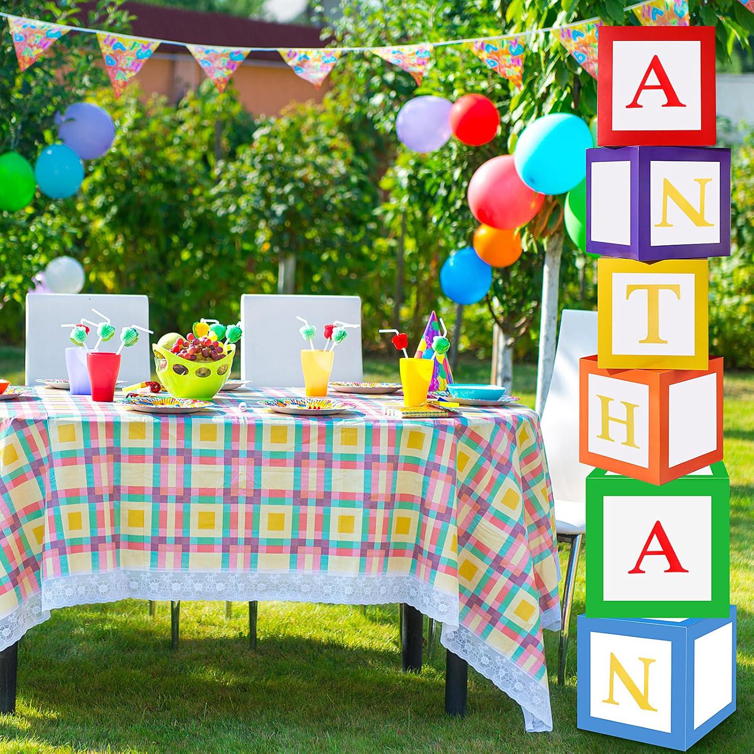 6 Balloon Boxes Set, 52 Letter Cutouts, Cardboard Party Display
