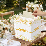 Party Card Box: White Gold Foil 9-Inch Card Collection Station